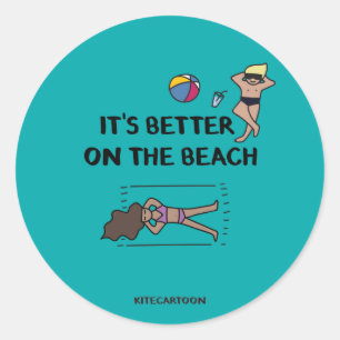 Kiteboarding/kitesurfing - Es ist besser am Strand Runder Aufkleber