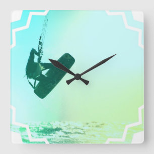 Kiteboarding Luft-Uhr Quadratische Wanduhr