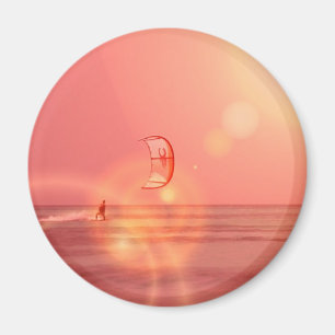 Kiteboarding Sonnenuntergang-runder Magnet