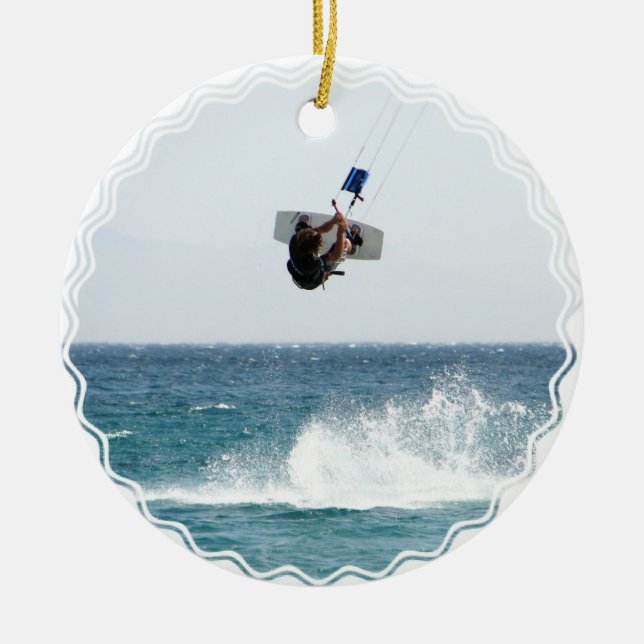 Kiteboarding Sprungs-Verzierung Keramik Ornament (Vorne)