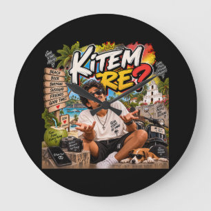 Kitem Re? – Goanischer Geisteszustand Große Wanduhr