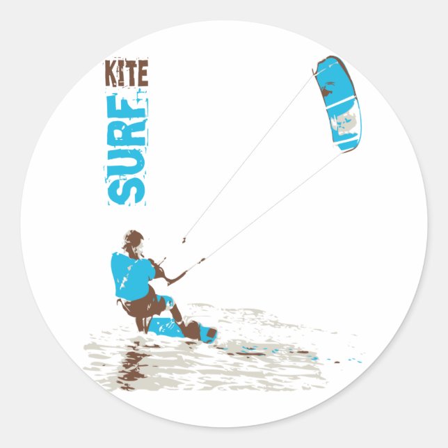 Kitesurf Runder Aufkleber (Vorderseite)
