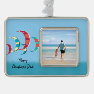 Kitesurfen Foto Weihnachten  Rahmen-Ornament Silber