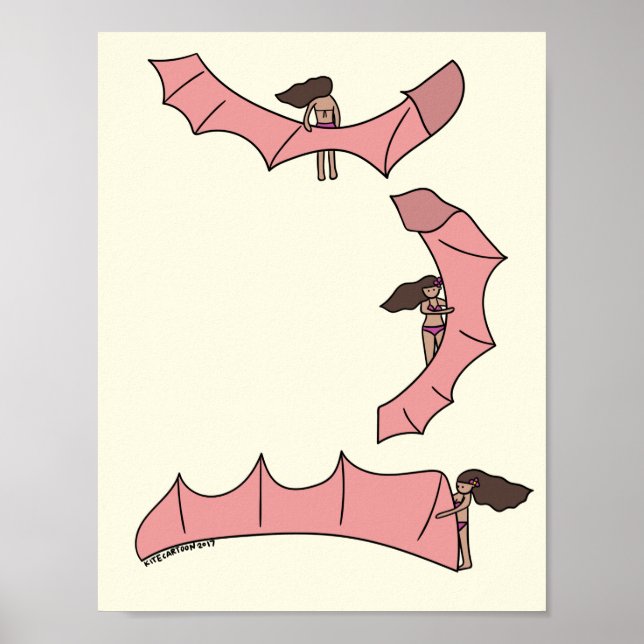 Kitesurfen/Kiteboarding - Kitemädchen mit Kitesurf Poster (Vorne)
