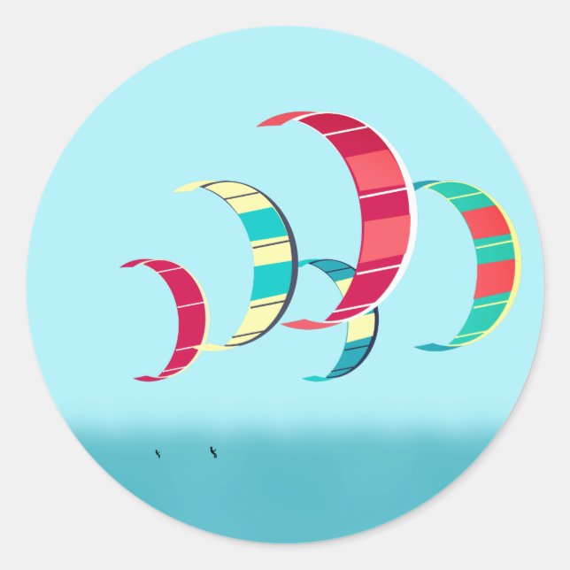 Kitesurfen Runder Aufkleber (Vorderseite)