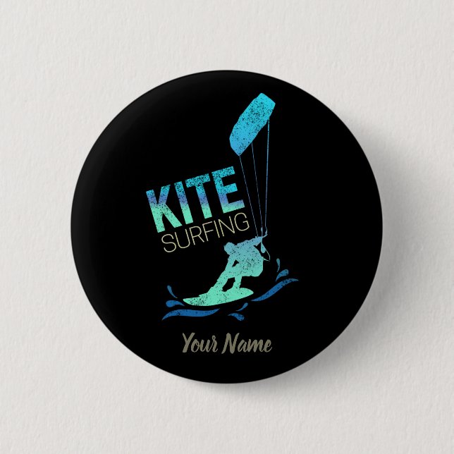 Kitesurfen Vintag Kiteboarder Kitesurfen Button (Vorderseite)