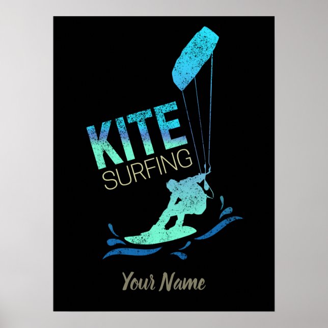Kitesurfen Vintag Kiteboarder Kitesurfen Poster (Vorne)