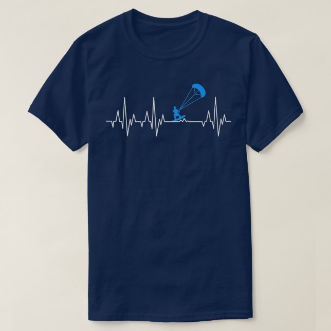 Kitesurfer Heartbeat Kitesurfing EKG Kiteboarding T-Shirt (Design vorne)