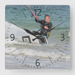 Kitesurfing Quadratische Wanduhr