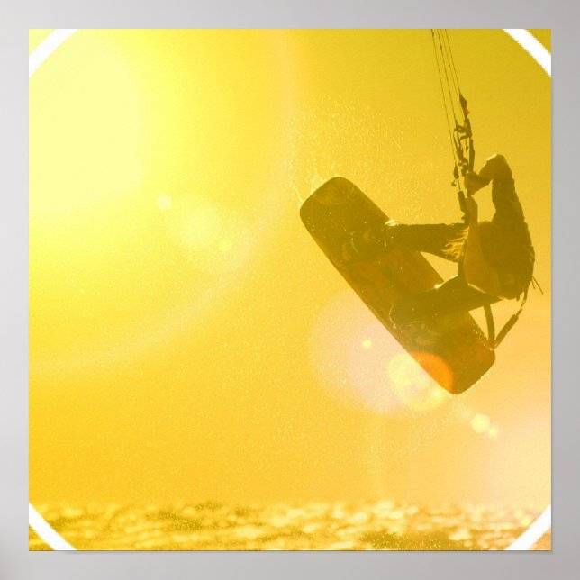 Kitesurfing Silhouette Poster (Vorne)