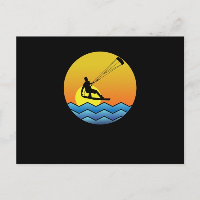 Kitesurfing Sonnenuntergang Postkarte (Vorderseite)