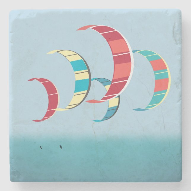 Kitesurfing Steinuntersetzer (Vorderseite)