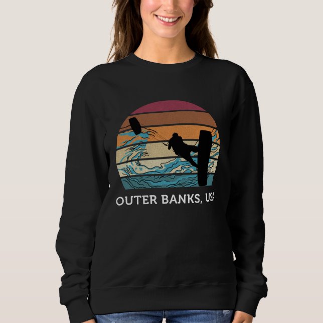 Kitesurfing Vintage Sunset Beach Surfing Outer Ban Sweatshirt (Vorderseite)