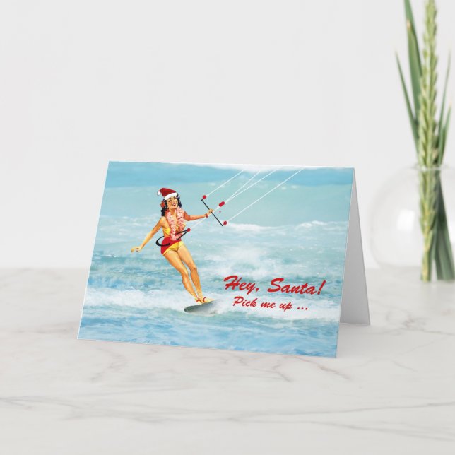 Kitesurfing Weihnachten, ein Downwinder surfend Karte (Vorderseite)