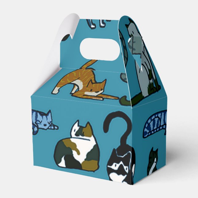 Kitner Corner Cat Pattern Bevorzugung Box Geschenkschachtel (Vorderseite)