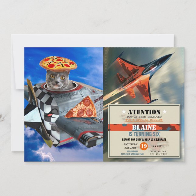 Kitpilot im Flugzeug Einladung (Vorderseite)