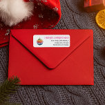Kitsch Christmas Disco Ball | Retro Holiday Label<br><div class="desc">Fügen Sie Ihrer Post eine Touch Retro-Urlaubsszauber mit diesem Kitsch Weihnachtsadressen-Label hinzu. Mit einem farbenfrohen Aquarellbälle-Dekor und kühnen "Frohe Weihnachten"-Schriften ist es die perfekte Touch für Karten, Geschenke und Urlaubskorrespondenz. Personalisieren Sie Ihren Familiennamen und Ihre Adresse für ein festliches Label, das sich im Briefkasten abhebt. Fügen Sie diesem Design Ihre...</div>