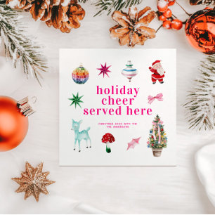 Kitsch Christmas Holiday Cheer serviert hier Serviette
