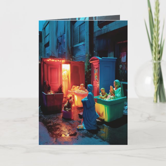 Kitsch Christmas Scene Card Dankeskarte (Vorderseite)