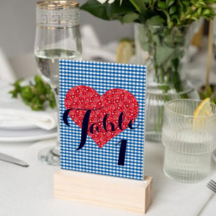 Kitsch Gingham Landhochzeit Barbecue  Tischnummer