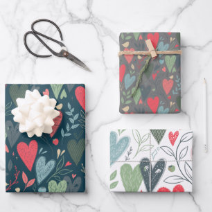 Kitsch Hearts Geschenkwrap Geschenkpapier Set