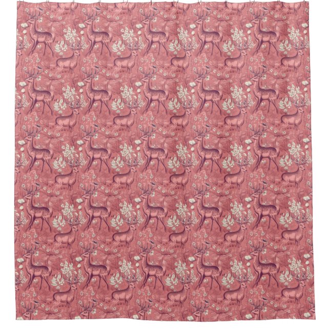 Kitsch Illustration Rosa Hirschcotecore Duschvorhang (Vorderseite)