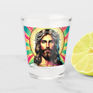Kitsch Jesus hat eine Brille geschossen! Schnapsglas