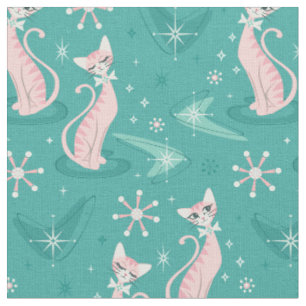 Kitsch Kitten Sammlerstücke - Pink Tabby Cats Stoff