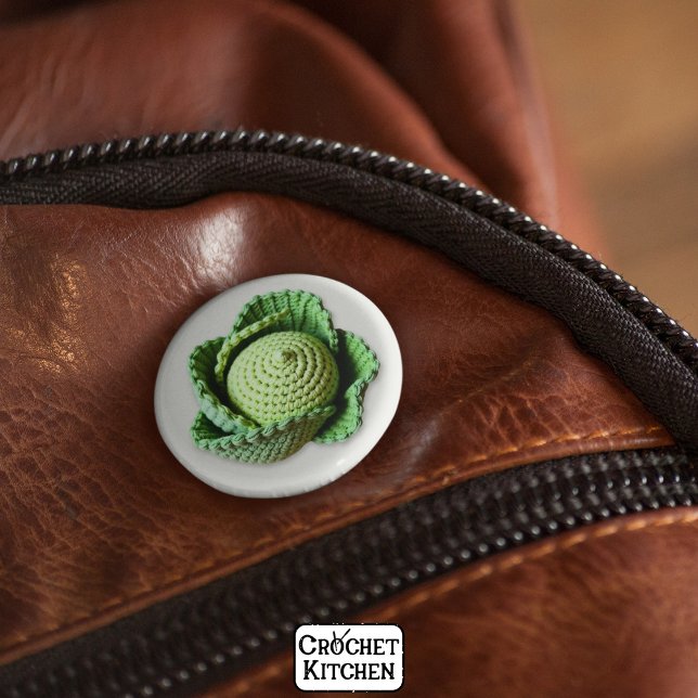 Kitsch Modern Green Granny Garden Crochet Cabbage Button (Von Creator hochgeladen)