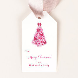 Kitsch Pink Weihnachtsbaum Red Bows Holidays Geschenkanhänger