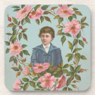 Kitschige antike deutsche Valentinskarte, 1884 Getränkeuntersetzer