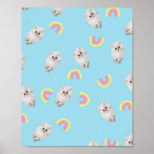 Kitschige Pastell-Ästhetik-Katze Kätzchen Regenbög Poster
