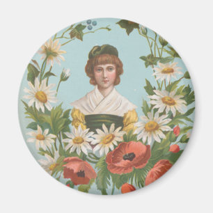 Kitschige Retro Deutsche Valentinskarte, 1884 Magnet