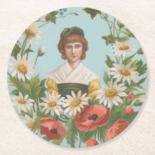 Kitschige Retro-Deutsche Valentinskarte, 1884 Runder Pappuntersetzer