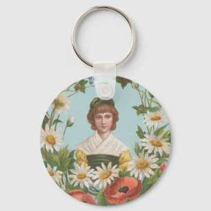 Kitschige Retro-Deutsche Valentinskarte, 1884 Schlüsselanhänger