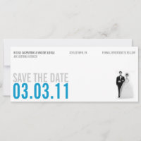Kitschige Save-the-Date-Karte in Blau