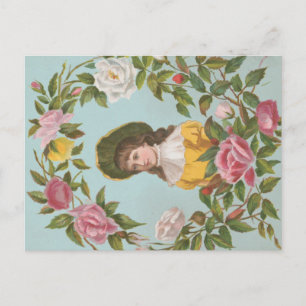 Kitschige Vintage Deutsche Valentinskarte, 1884 Postkarte