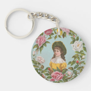 Kitschige Vintage Deutsche Valentinskarte, 1884 Schlüsselanhänger