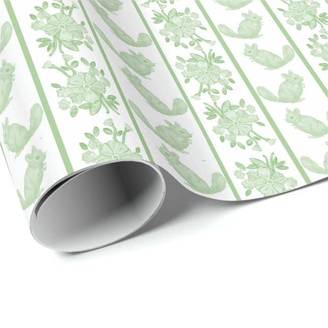 Kitschiger Chinchilla-Geschenkpapier (Grün)  Geschenkpapier (Rolleneckpunkt)
