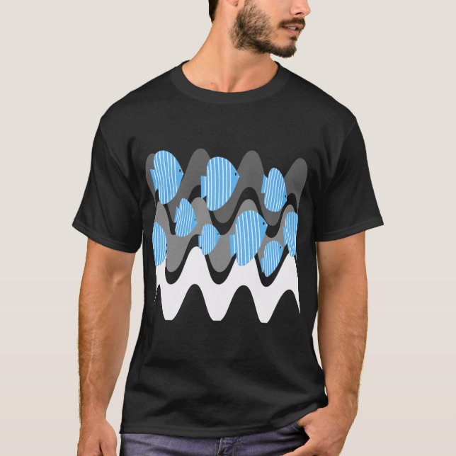 Kitschiger Engel Fisch Blau T-Shirt (Vorderseite)