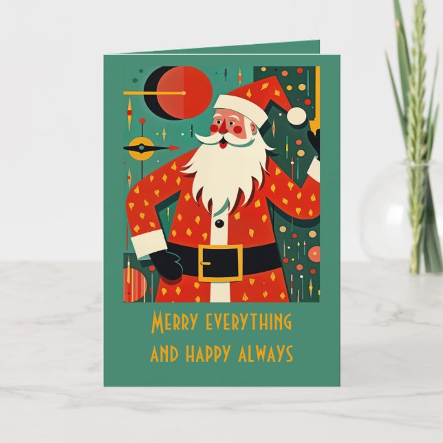 Kitschmas Weihnachtsmann Mid-Century Modern Spaß Karte (Vorderseite)