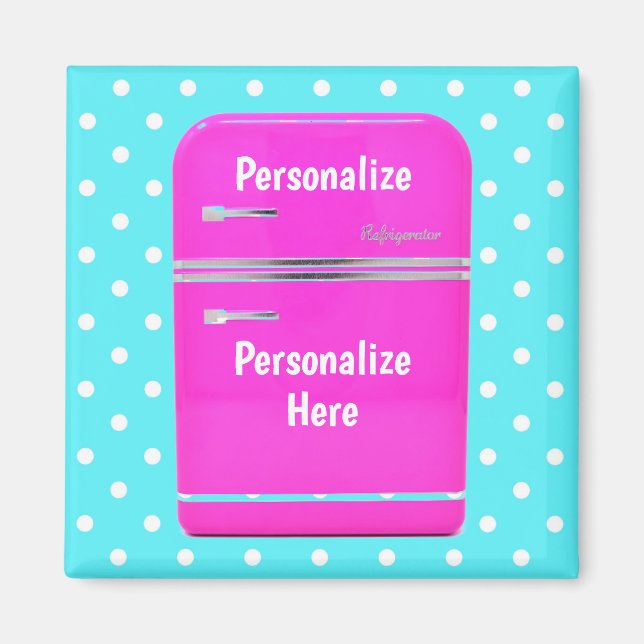 Kitschrosa Vintager Kühlschrank-Polka-Dotmagnet Magnet (Vorne)