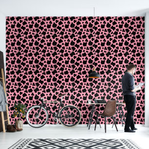 Kitschy Black Pink Cow Print Tapete