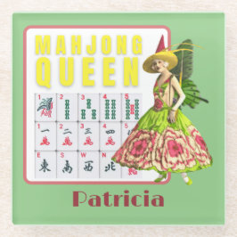 Kitschy Mahjong Queen Personalisiert Glasuntersetzer