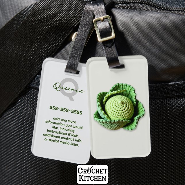 Kitschy Modern Granny Garden Crochet Cabbage Name Gepäckanhänger (Von Creator hochgeladen)