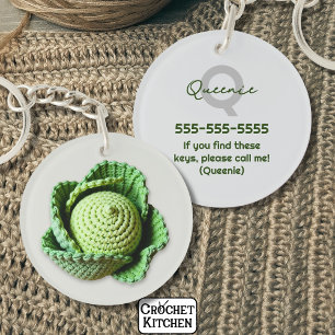 Kitschy Modern Granny Garden Crochet Cabbage Name Schlüsselanhänger