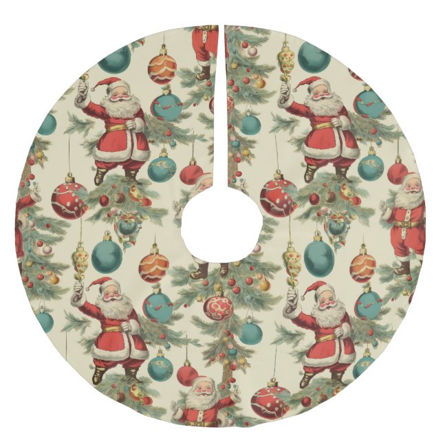 Kitschy Santa and Ornaments  Polyester Weihnachtsbaumdecke (Vorderseite)