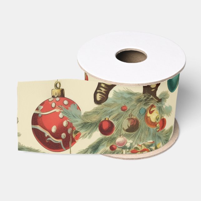 Kitschy Santa and Ornaments  Ripsband (Spule)