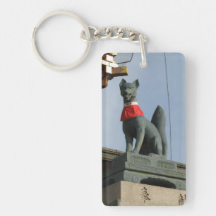 Kitsune キ ネ (Fox) mit Jewel in Mouth Schlüsselanhänger