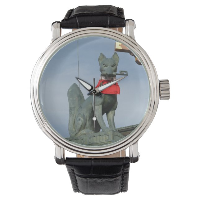 Kitsune キ ネ (Fox) mit Key in Mouth Armbanduhr (Vorderseite)